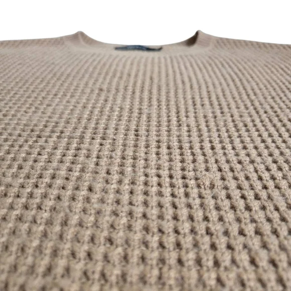Tan Waffle Knit Crewneck Sweater - Picture 5 of 8